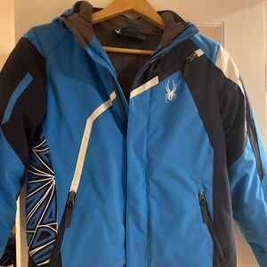 Spyder Blue and Black Ski Jacket with White Accents